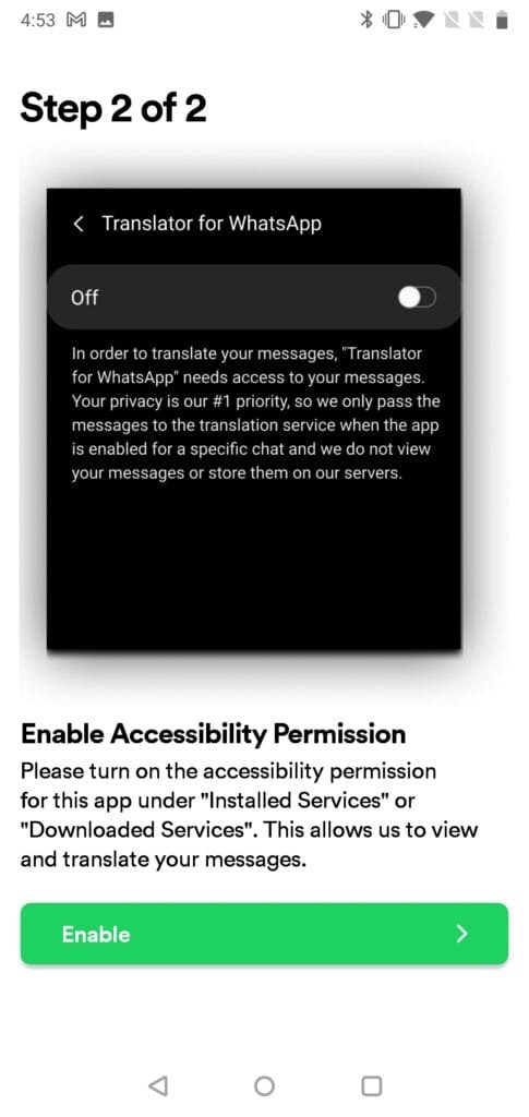 Accessibility Settings screen